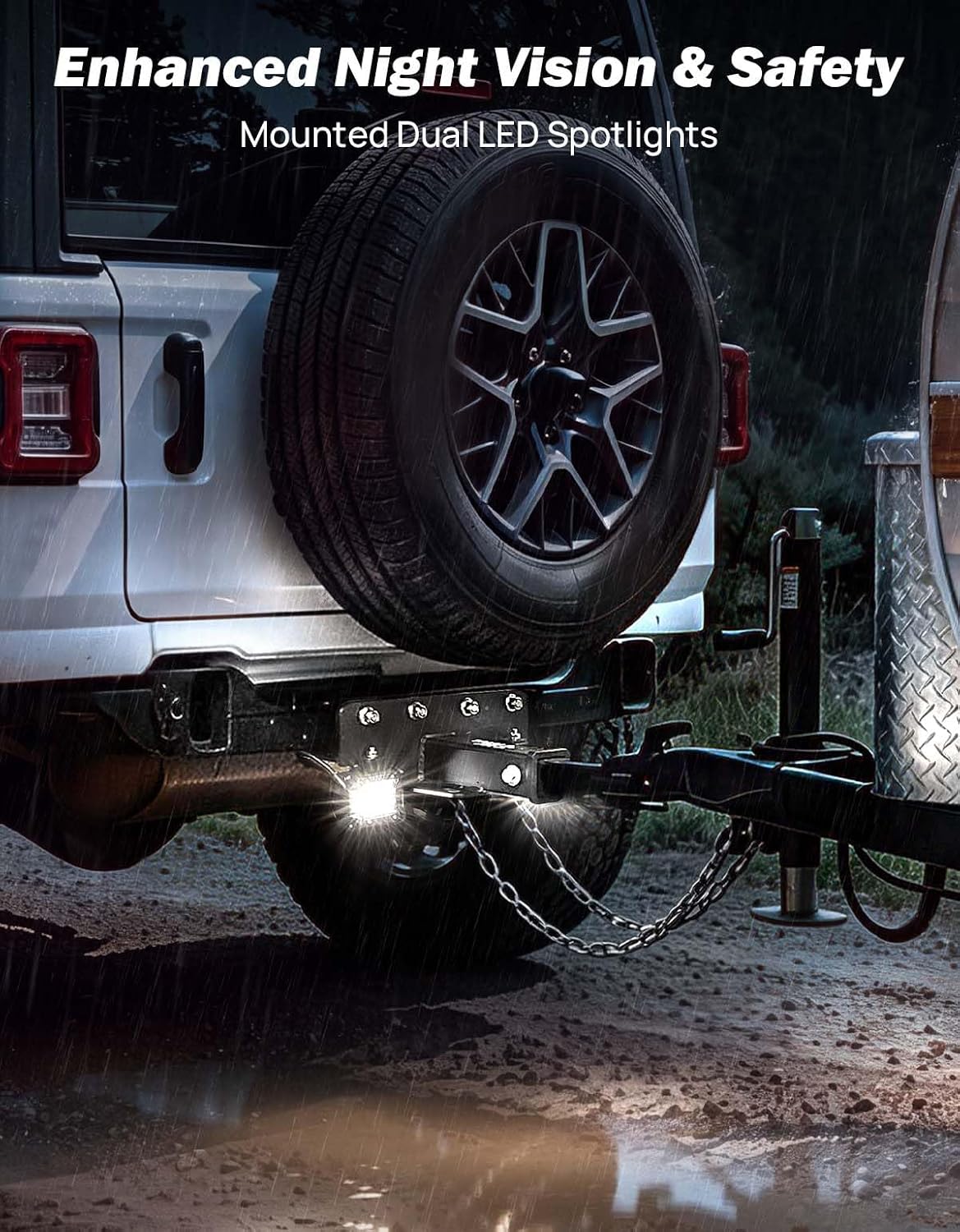 JOYTUTUS Class 3 Trailer Hitch, 2" Receiver with LED Lights, Fits 2007-2018 Wrangler JK & 2018-2026 Wrangler JL, Heavy Duty Tow Hitch, 4,000 lb GTW 400 lb TW, Dual-Layer Anti-Rust Protection
