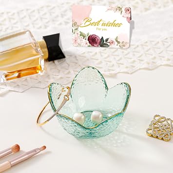 Friendship Gifts For Women Jewelry Dish Glass Ring Dish Jewelry Tray Cute Vanity Organizer Room Decor Jewellery Tray Trinket Dish Cute Bedroom Decor Christmas House Warming Gifts for women
