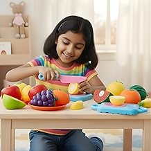 Kids Mandi Slice & Play Fruit Set | Interactive Pretend Play Toy with Realistic Sliceable Fruits | Cutting Food for Kids - 12pcs