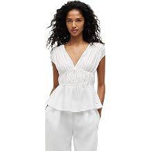 Tommy Hilfiger Women's Linen Sleeveless V-Neck Blouse with Adjustable Ties