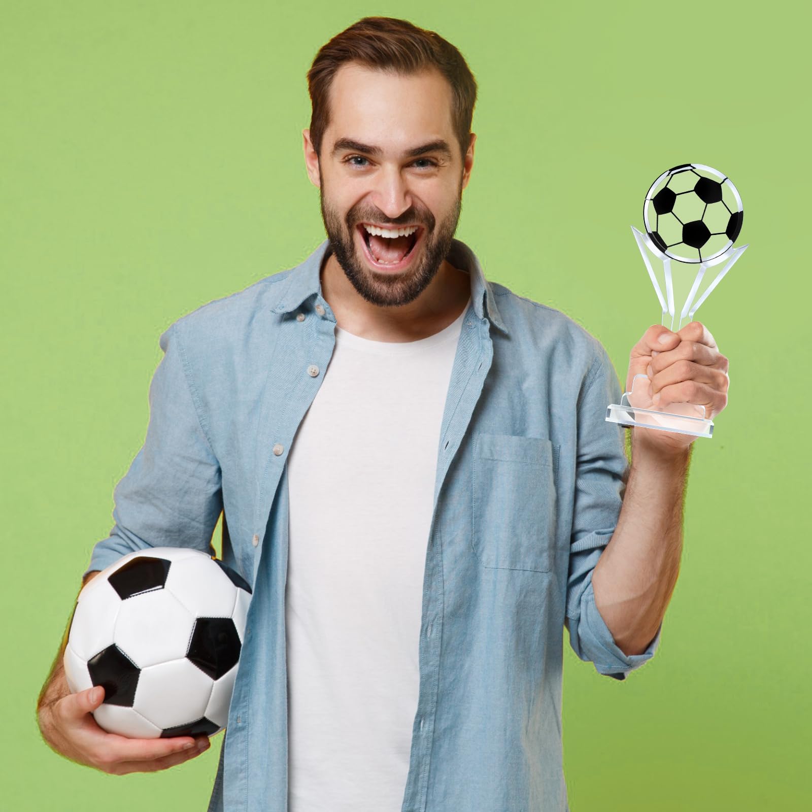 Moucuny 1 trofeo de fútbol de acrílico pequeño premio de fútbol de 6.69 x 2.76 pulgadas, juego de campeonato, premio de balón de fútbol, regalo de entrenador de fútbol acrílico, regalo para atletas
