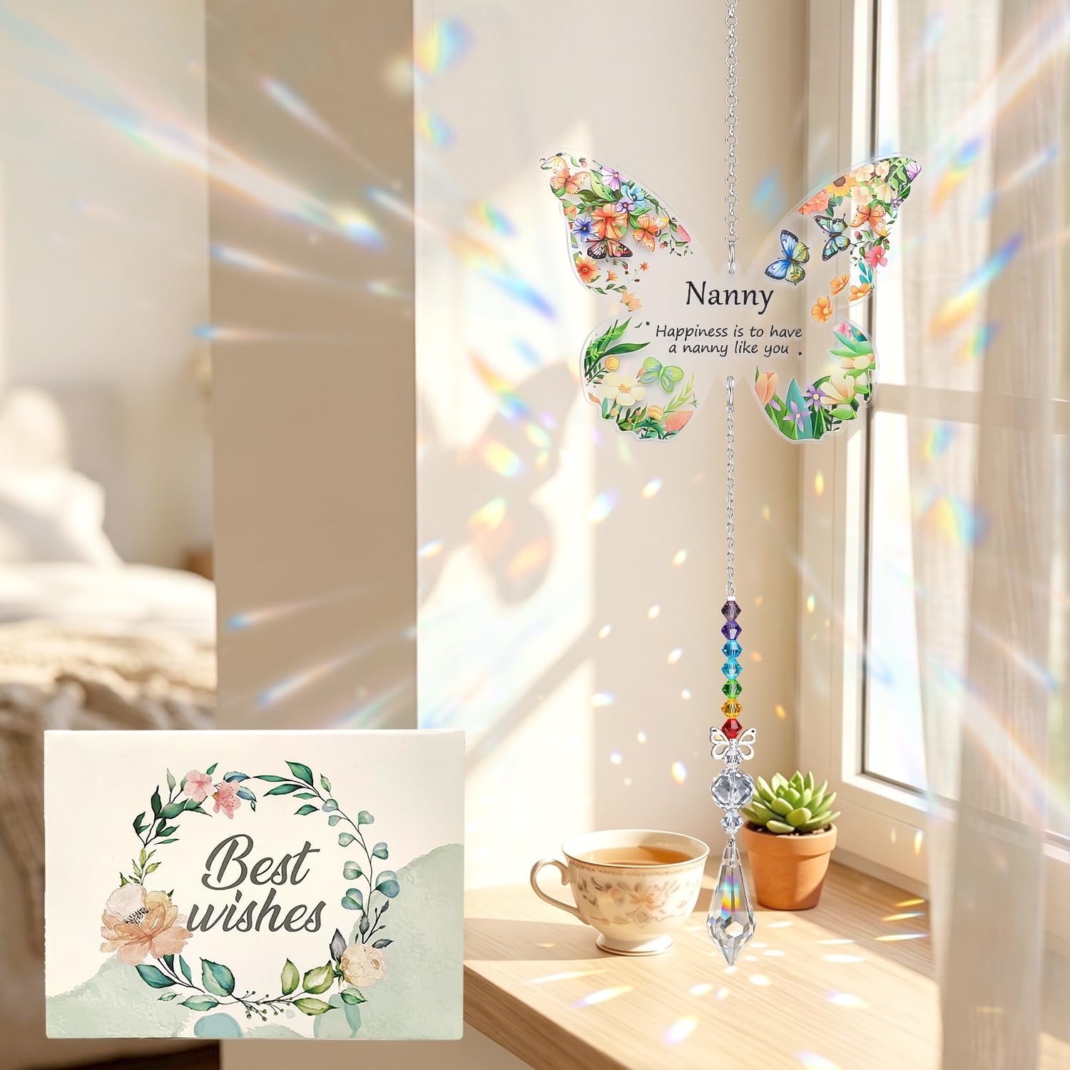 Nanny Nana Gifts, Crystal Suncatcher Butterfly Hanging Ornament