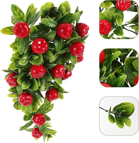 Miniatura 6 de Manzanas artificiales, hojas verdes, lágrima, guirnalda de manzanas falsas, frutas, decoración para puerta, exterior, interior, pared, cocina,