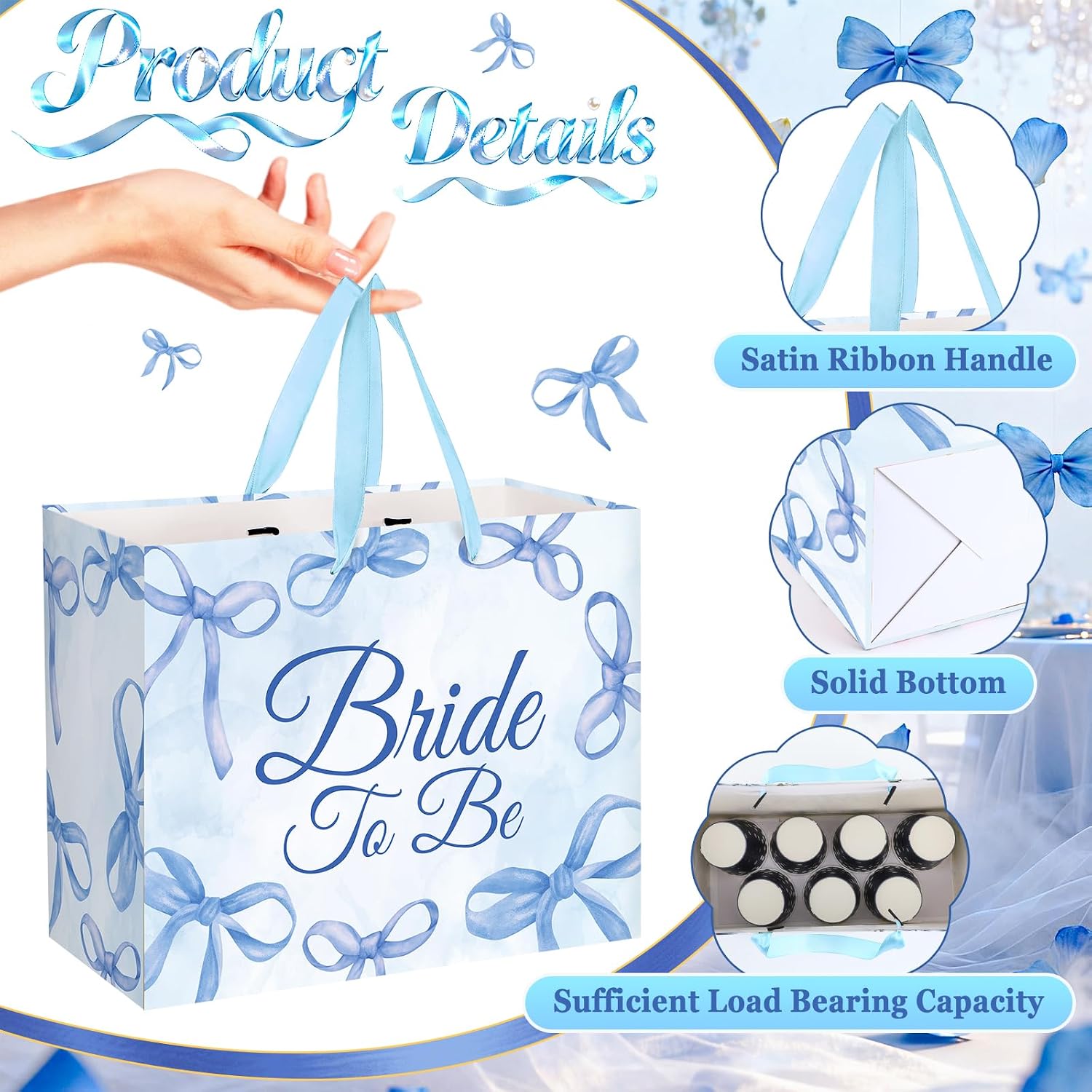 Something Blue Before I Do Gift Bag with Card Tissue Paper Blues Bow Bride to Be Something Blue Bridal Shower Decorations Bow Engagement Wrapping Paper for Wedding Bachelorette Party Supplies