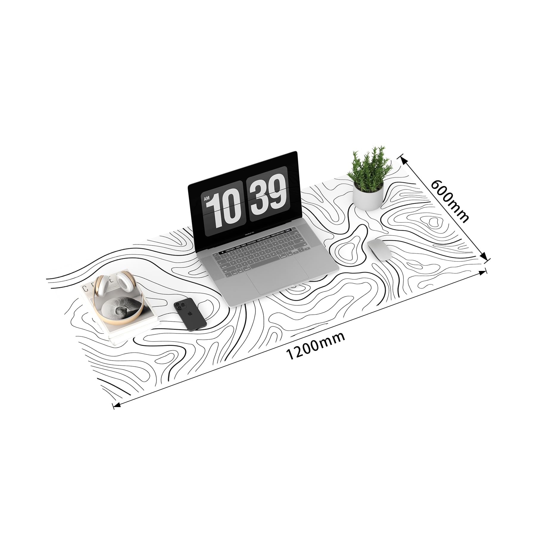 DAWNTREES 1200 x 600 mm gaming muismat XXXL, wit terrein, grote antislip tafelonderlegger, verbetert precisie en snelheid, tafeldecoratie, bureauonderlegger geschikt voor kantoor en thuisgebruik