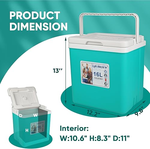 Miniatura 10 de Refrigerador portátil aislado de 11 cuartos de galón, a prueba de fugas, hielera dura con bolsa de hielo extra para barbacoa, camping, pincnic