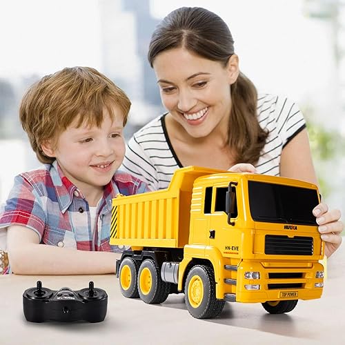 Miniatura 7 de YAZHIYI Camión volquete RC de juguete, camión volquete de control remoto de 6 canales para niños 4-7, 8-12, vehículos de construcción juguetes con