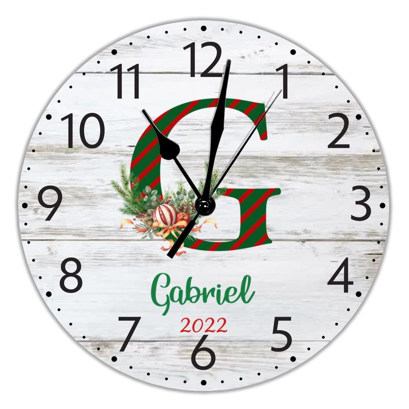 Horloge murale silencieuse lettre G en bois pour stopper le bruit du tic-tac dans la chambre