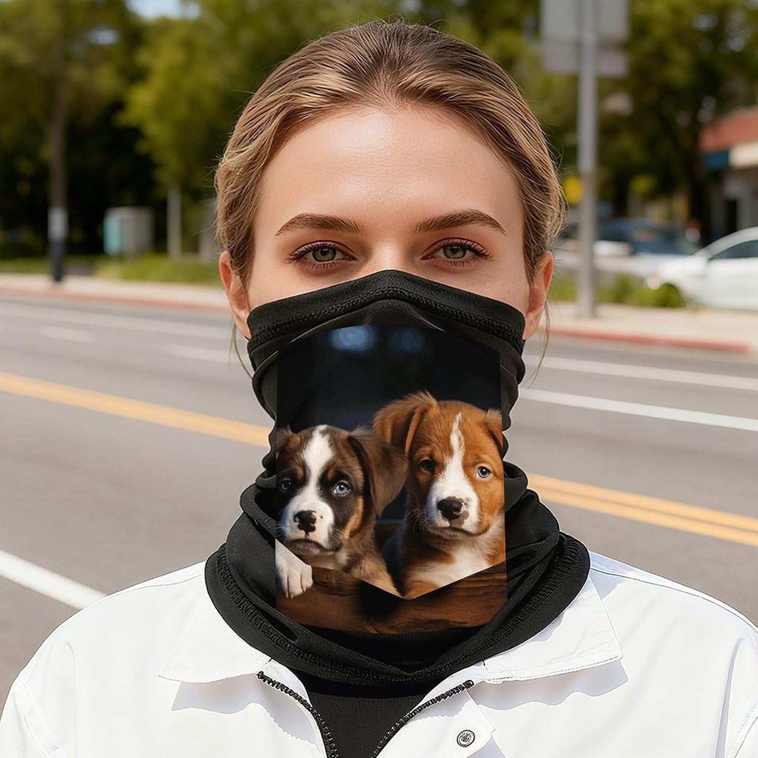 Puppies Dogs Pets Animals Neck Gaiter Sun Protection Cooling Face Mask Windproof Face Cover Breathable Bandana Soft Face Scarf Cozy Gator Scarf Balaclava Face Shield for Gift&Outdoor
