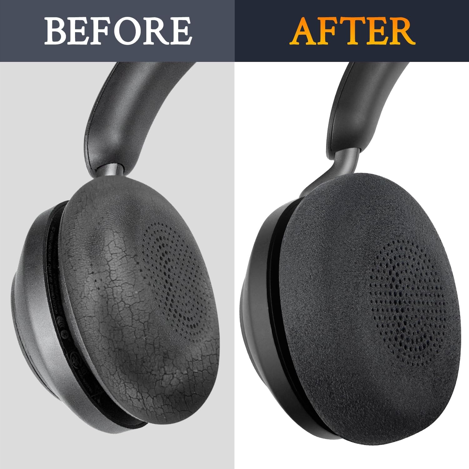 SOULWIT Micro Suede Earpads Replacement for Jabra Evolve2 65 (Evolve 2 65MS 65UC MS UC)/Evolve2 40 (40UC 40MS USB)/Elite 45h On-Ear Wireless Headsets - Black - Image 6