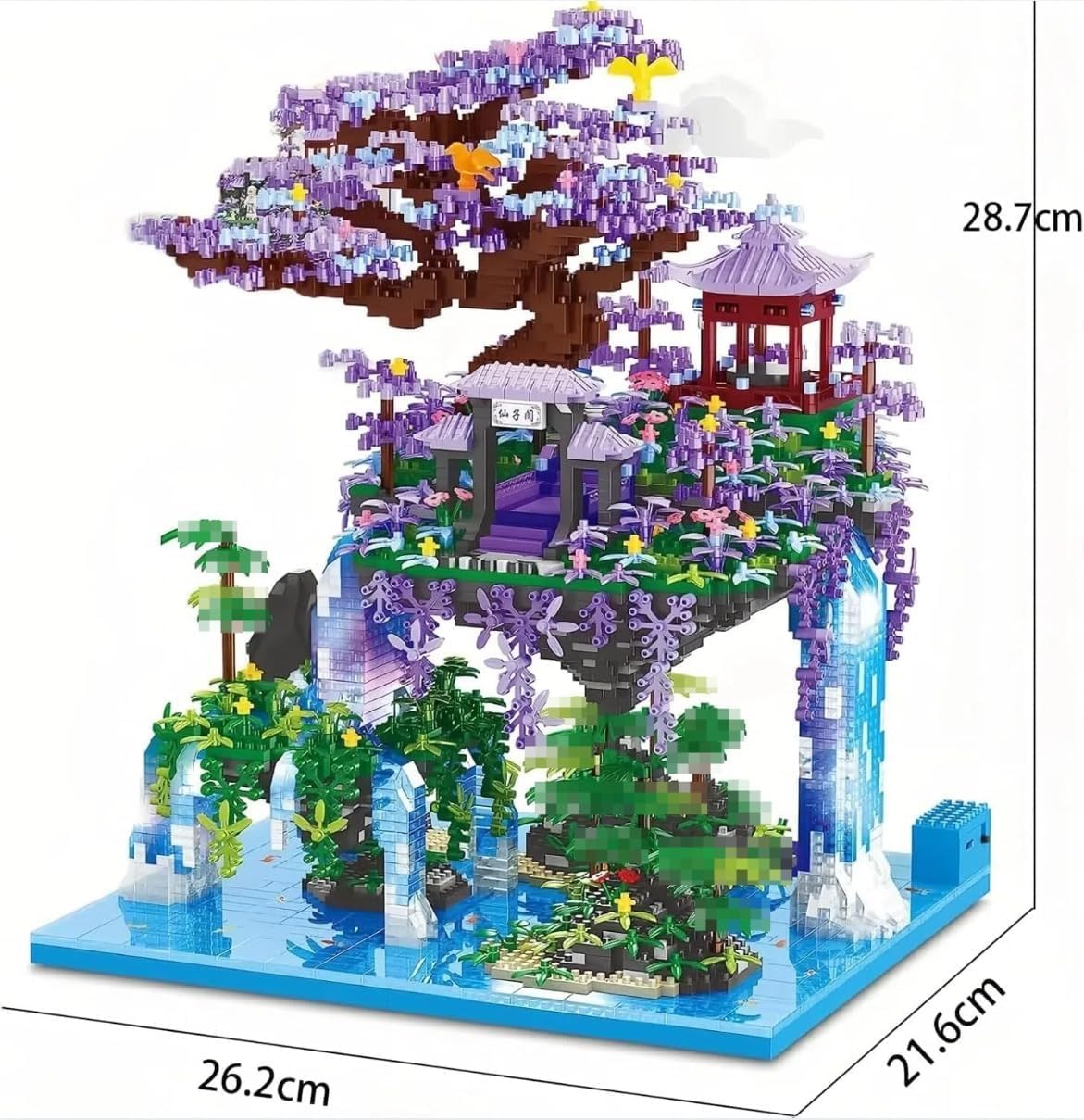 TRavesty Chinesische Architektur Bausteine Bausatz, 4574 Teile The Moon Palace Pavilion Baustein Set, Architektur Pfirsichblüten Teich Modular Haus Bauklötze Geschenk für Erwachsene