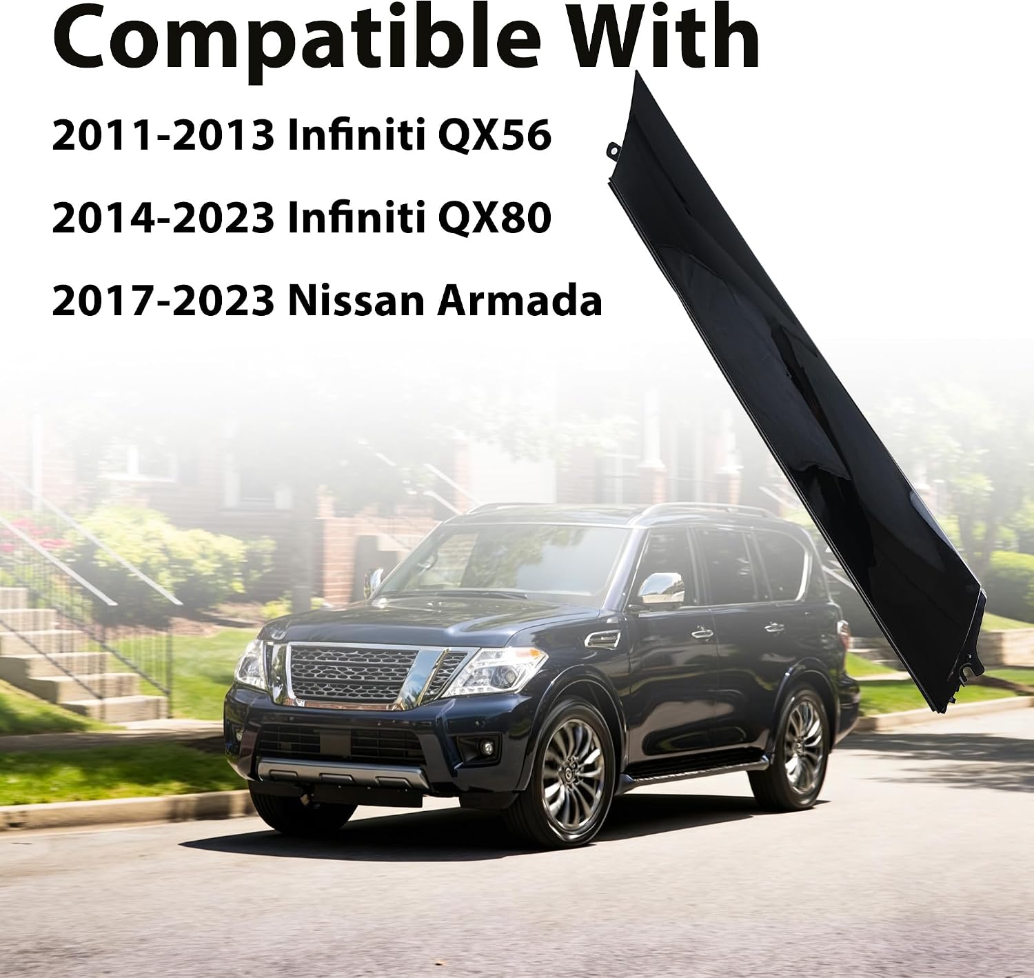 Left Windshield A-Pillar Molding Trim Cover Panel Compatible with Infiniti QX56 2011-2013,QX80 2014-2023/Armada 2017-2023 Replace#76837-1LA0A 76837-6JR0A (Driver Side)