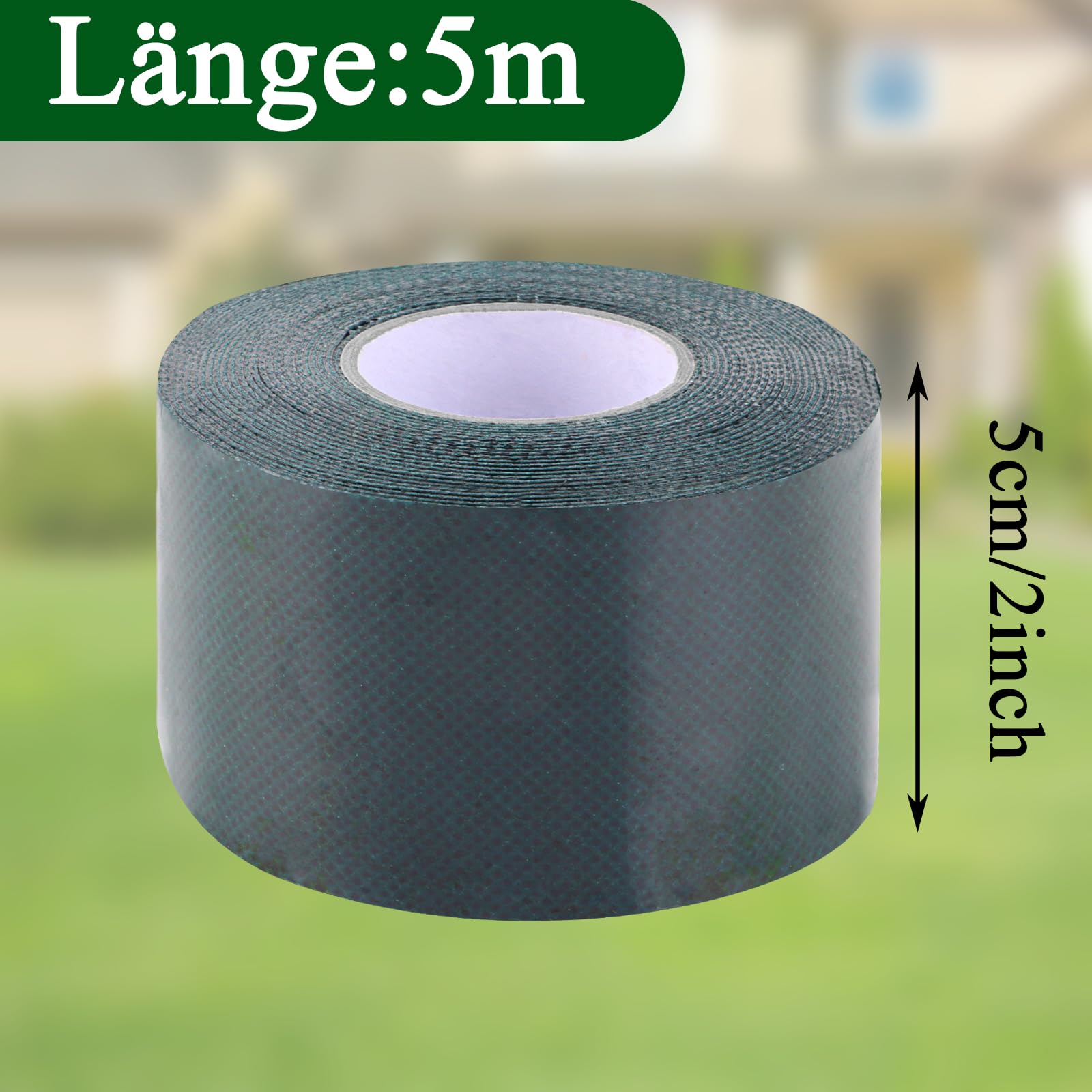 Lot de 4 rouleaux de ruban adhésif double face pour gazon artificiel - 5 cm x 5 m - Pour pelouse, prairie verte, extérieur, jardin, pelouse
