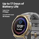 Amazfit T-Rex 3 Pro Outdoor Smart Watch 44mm Sapphire AMOLED Display with Flashlight, Ti Bezel, Dual Band GPS, Offline Maps, 17 Days Battery, 10 ATM, 180+ Sports Mode for Android & iPhone, Black Gold - 3