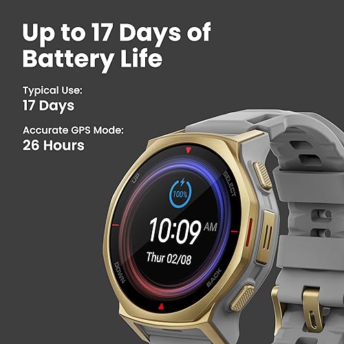 Miniatura 6 de Amazfit T-Rex 3 Pro - Reloj inteligente para exteriores con pantalla AMOLED de zafiro de 1.732 pulgadas con linterna, bisel Ti, GPS de doble banda,