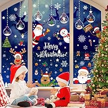 Christmas Window Stickers 10 Sheets Christmas Window Stickers Christmas Decorations for Home, Snowman Elk Santa Claus for Christmas Decorations