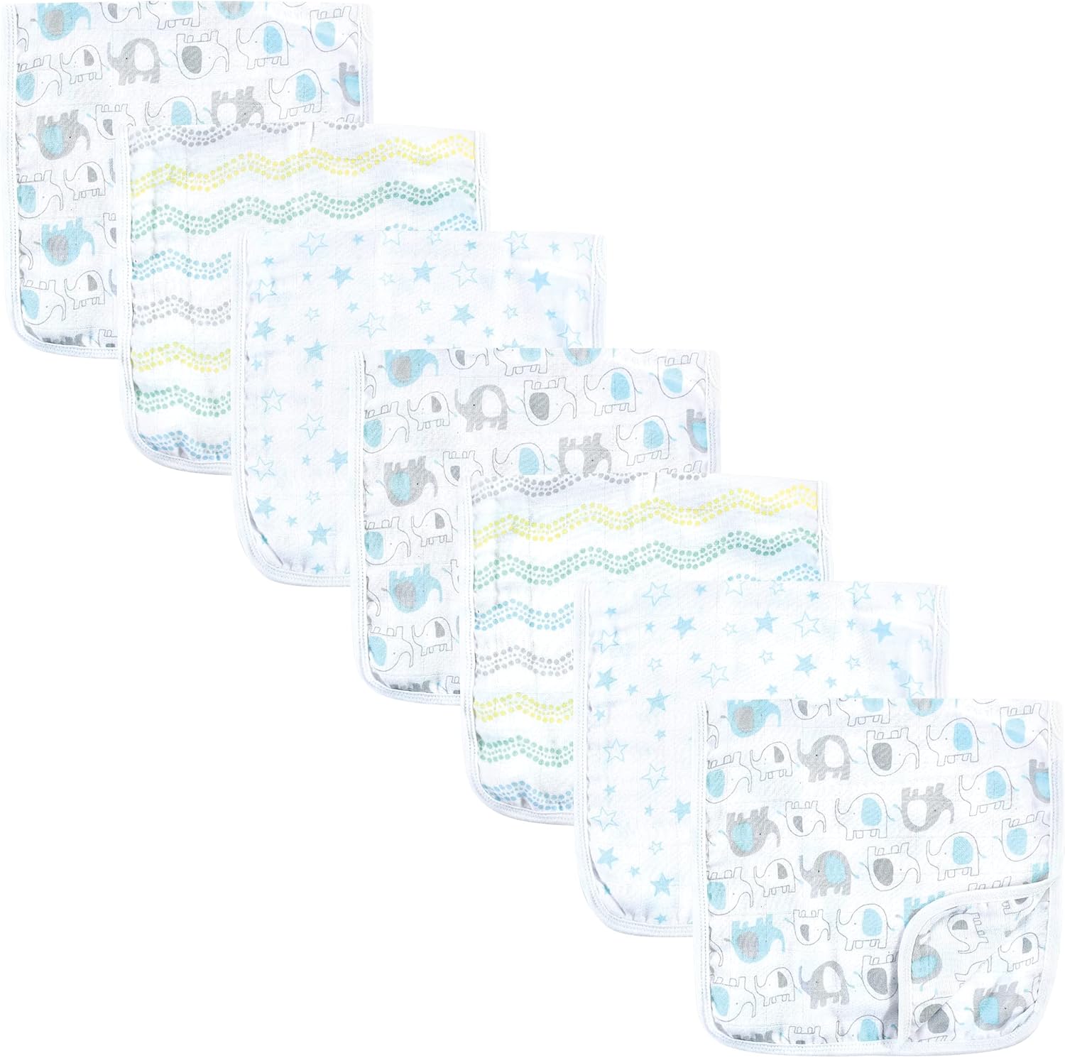 Luvable Friends Unisex Baby Muslin Burp Cloth 7pk, Basic Elephant, One Size : Baby