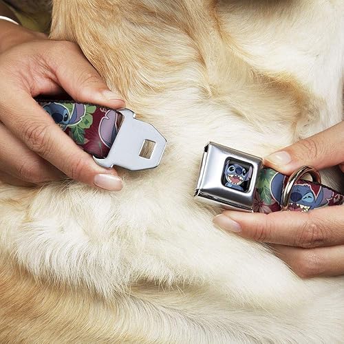 Miniatura 2 de Collar de perro con hebilla para cinturón de seguridad, 6 expresiones, flora tropical, burdeos, rojos, verdes, 11 a 17 pulgadas, 1.0 pulgadas de