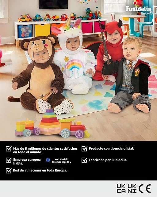 Foto 5 de 5 de Funidelia Disfraz de león para bebé, Incluye mono con corchetes, gorrito, cola y cubrepies, Talla 6-12 meses…