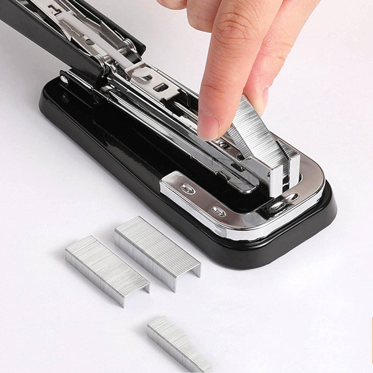 Oficina Grapadora Swing brazo giratorio grapador de escritorio stapler360 grado rotación clásico simple grapador papelería suministros for la escuela de oficina en el hogar Escolares Papelería Engrapa