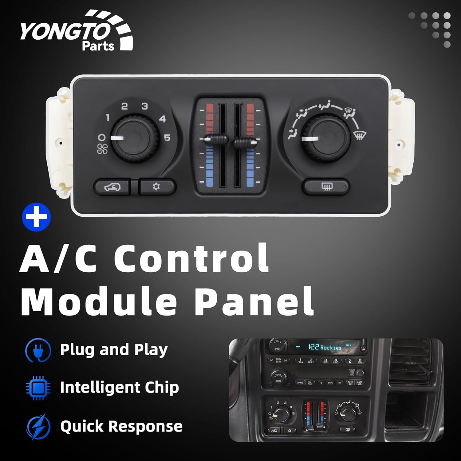 Climate Control Module 599-210XD A/C Control Panel Compatible with Chevrolet Silverado Suburban 1500 2500 3500 Avalanche Tahoe Trailblazer GMC Envoy Sierra Yukon Replace OE 10370033