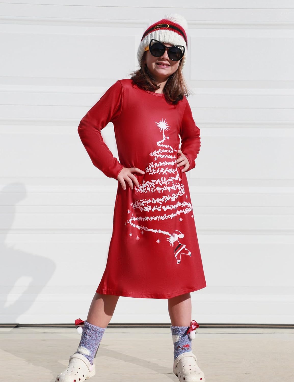 Arshiner Girls Dress Kids Long Sleeve Solid Color Casual T-Shirt Dress - Image 7