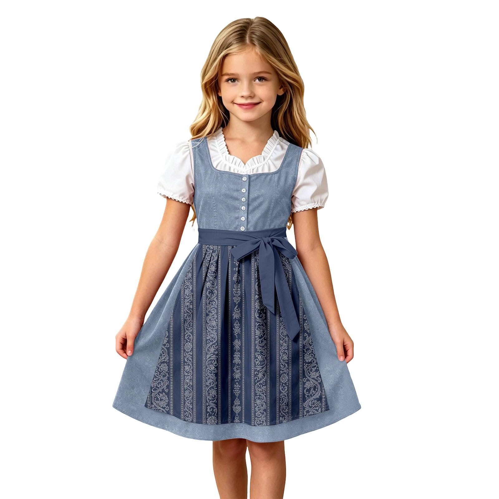 Girls Oktoberfest Costume Bavarian Beer Festival Dirndl Dress with Apron โ image 1