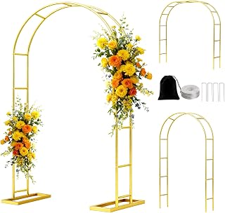 Nisoger 6.6FT Metal Garden Arch Trellis Arbor - Sturdy Steel Wedding Pergola with Thick Base, 3 Versatile Sizes for Climbing Plants & Events