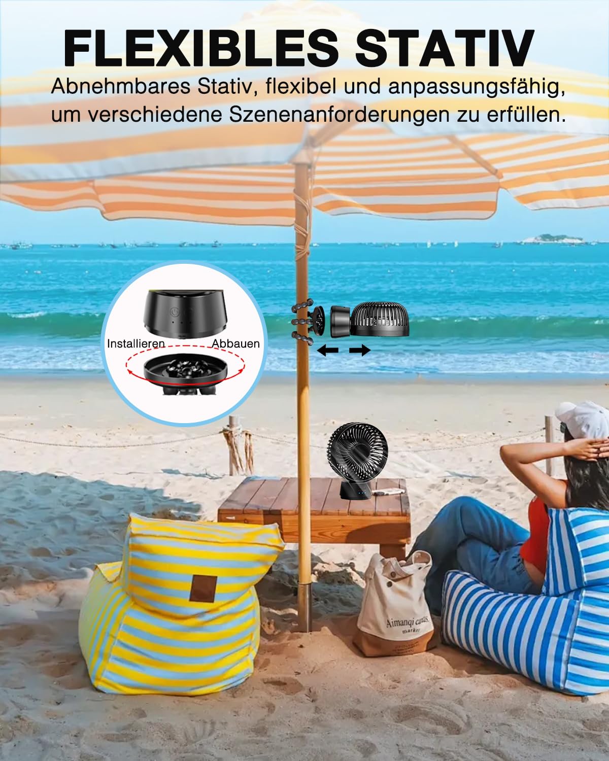 90° Oscillante Ventilatori per Passeggini, 3 Livelli 10000mAh di 40 ore | Batteria Ventilatore USB da Scrivania Funzionamento, Silenzioso con luce LED, Mini Ventilatore Portatile Campeggio