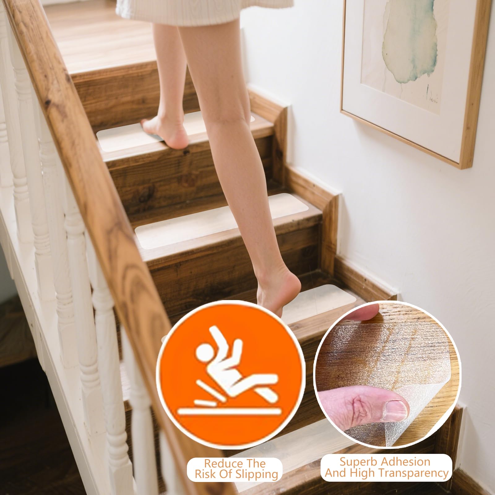 30pc Treppenstufen Matten für Treppen Selbstklebend-15x60 | Antirutschmatte Transparent Antirutschstreifen Stufenmatten Rutschfeste Anti Rutsch Streifen Treppe Wasserfeste