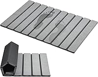 AWW Foldable Diatomaceous Earth Stone Bath Mat - Super Absorbent, Non-Slip, Quick Dry 23.6x15.5 Inch Grey