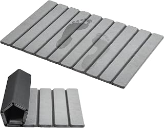 AWW Foldable Diatomaceous Earth Stone Bath Mat - Super Absorbent, Non-Slip, Quick Dry 23.6x15.5 Inch Grey