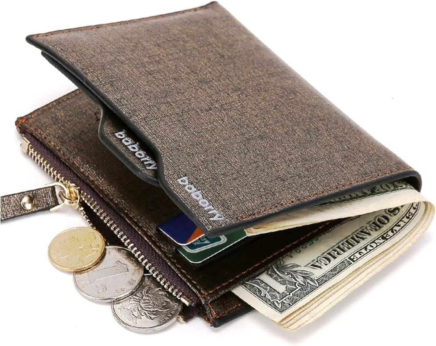 Business Card Case Leather Multifunction Bank Holder Credit Passport Organizer Wallet wallet(Gold)