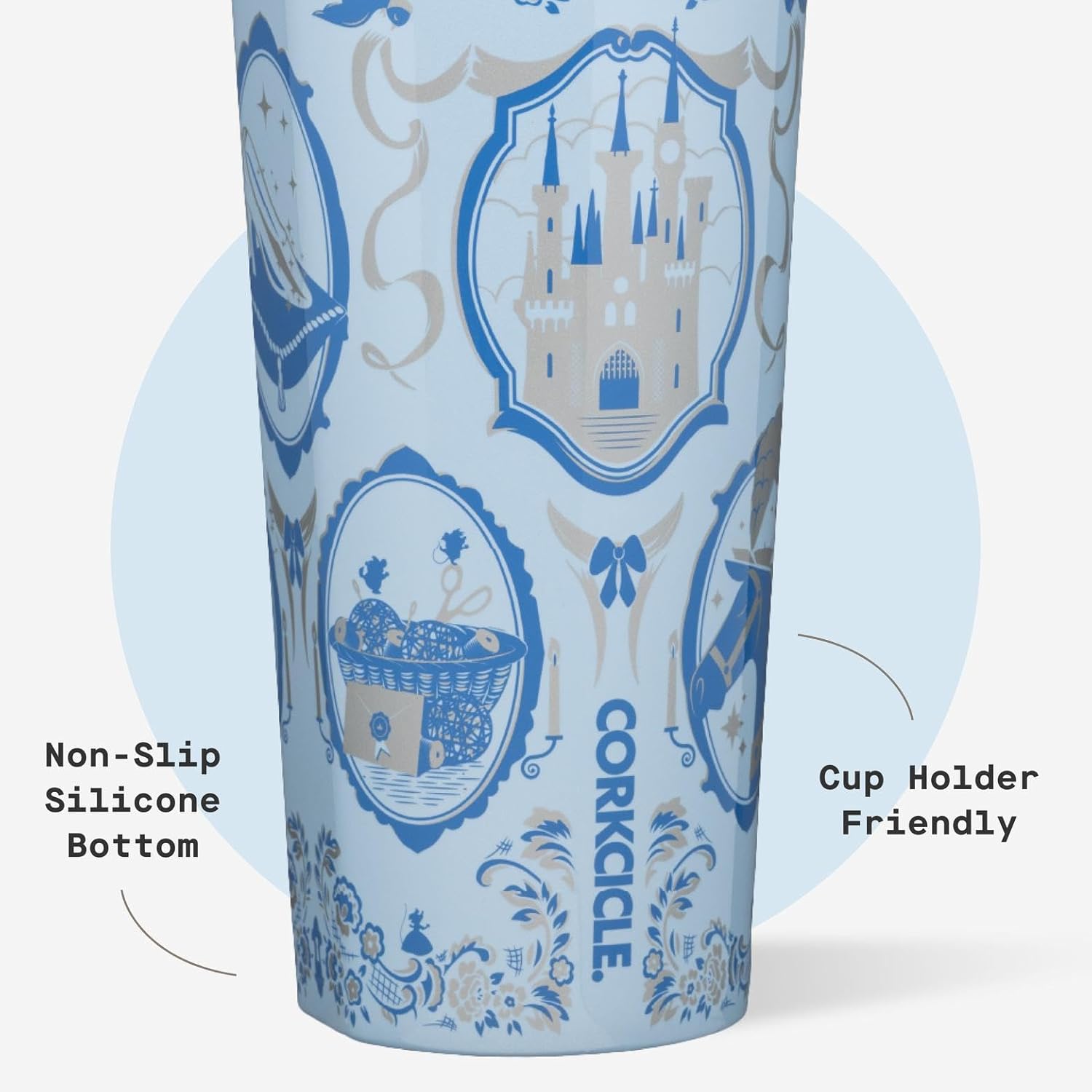 Corkcicle Disney Princess Cold Cup - Keeps Drinks Cold for 12 Hours - Triple-Insulated Stainless Steel - Straw & Screw-On Lid - Summer Drinkware Gift - Keeps Drinks Ice Cold - 24 oz - Cinderella - Image 5