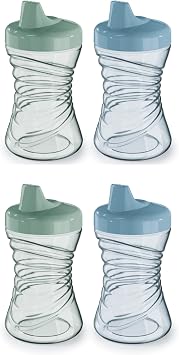 NUK First Choice Fun Grips Hard Spout Sippy Cup, 10oz, 4-Pack, Blue & Green