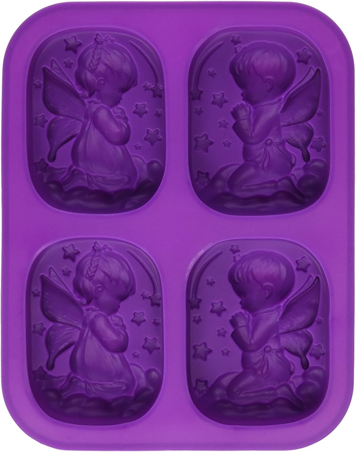 Longzang 4 Cavity 3D Angels Silicone Mold for DIY Cake Chocolate Panna Cotta Pudding Jelly Baking Soap molds