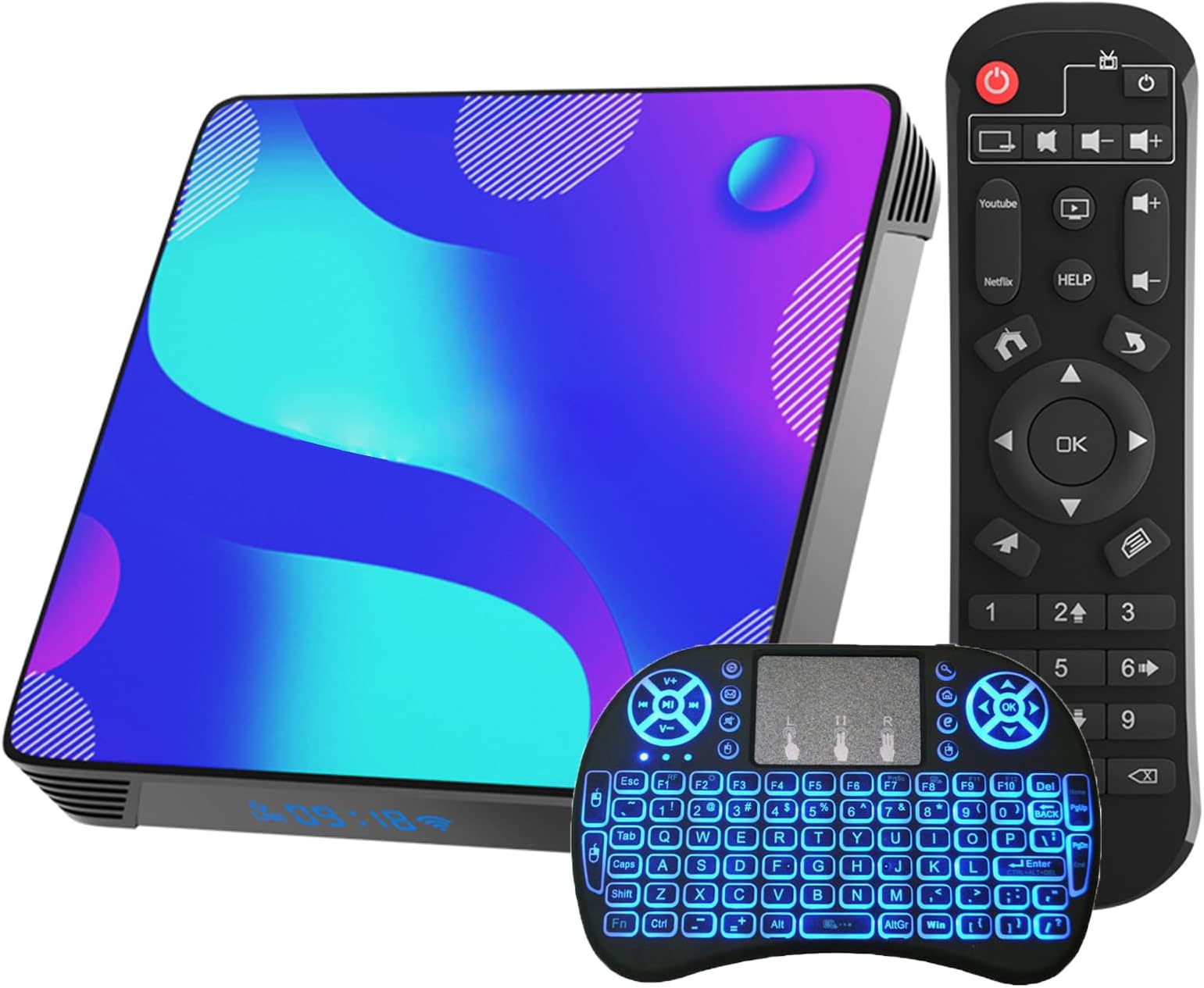 TV Box Android 11.0, YAGALA X10 TV Box with Backlit Mini Keyboard, 4GB RAM 64GB ROM RK3318 Quad-Core 64bit Cortex-A53 Support Dual-WiFi 2.4GHz/ 5GHz WiFi 4K UHD Bluetooth 4.0
