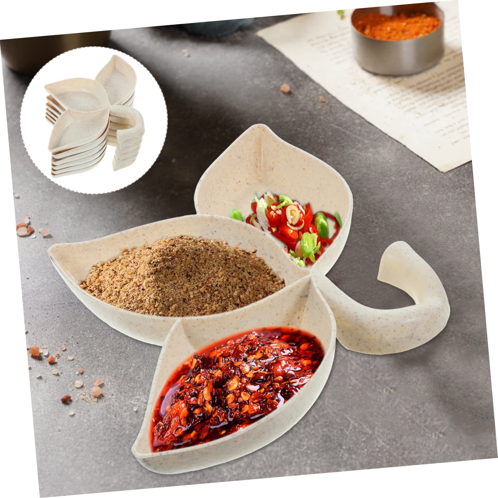 GRIRIW Soy Sauce Dipping Bowls Set Pcs Leaf Dipping Sauce Plate Condiment Bowls for Side Dishes