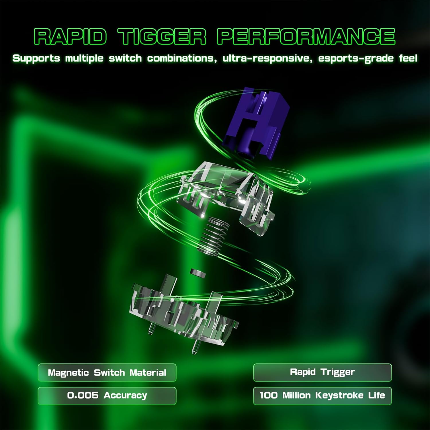 ATTACK SHARK R85 HE Wired 75% Rapid Trigger Mechanical RGB Gaming Keyboard with Custom Lightbox,8KHz Polling Rate,0.005mm RT Accuracy,0.08MS Latency,Hall Effect,Magnetic Switch,Driver for PC-Green