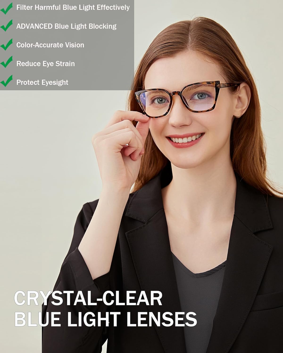 EYEURL 5-Pack Cat Eye Reading Glasses for Women Oversized Blue Light Blocking Readers Anti-Glare/UV Rays eyeglasses with Spring Hinges 1.50