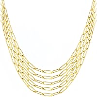 10PCS Gold Paperclip Chain Necklace for Women 18K Gold Plated Stainless Steel 18 Inch Adjustable Bulk Chains for Jewelry Making