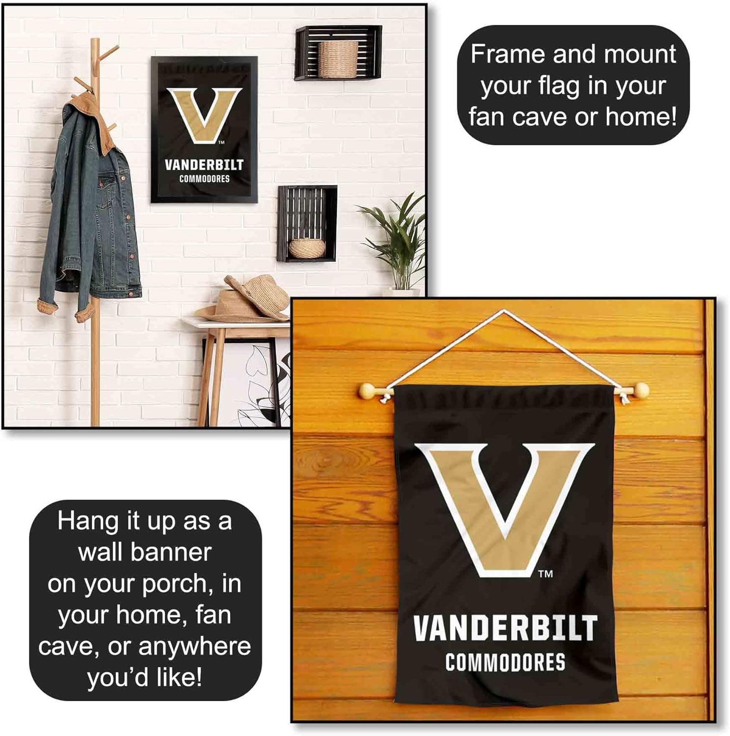 College Flags & Banners Co. Vanderbilt Commodores Wordmark Garden Banner Flag - Image 5