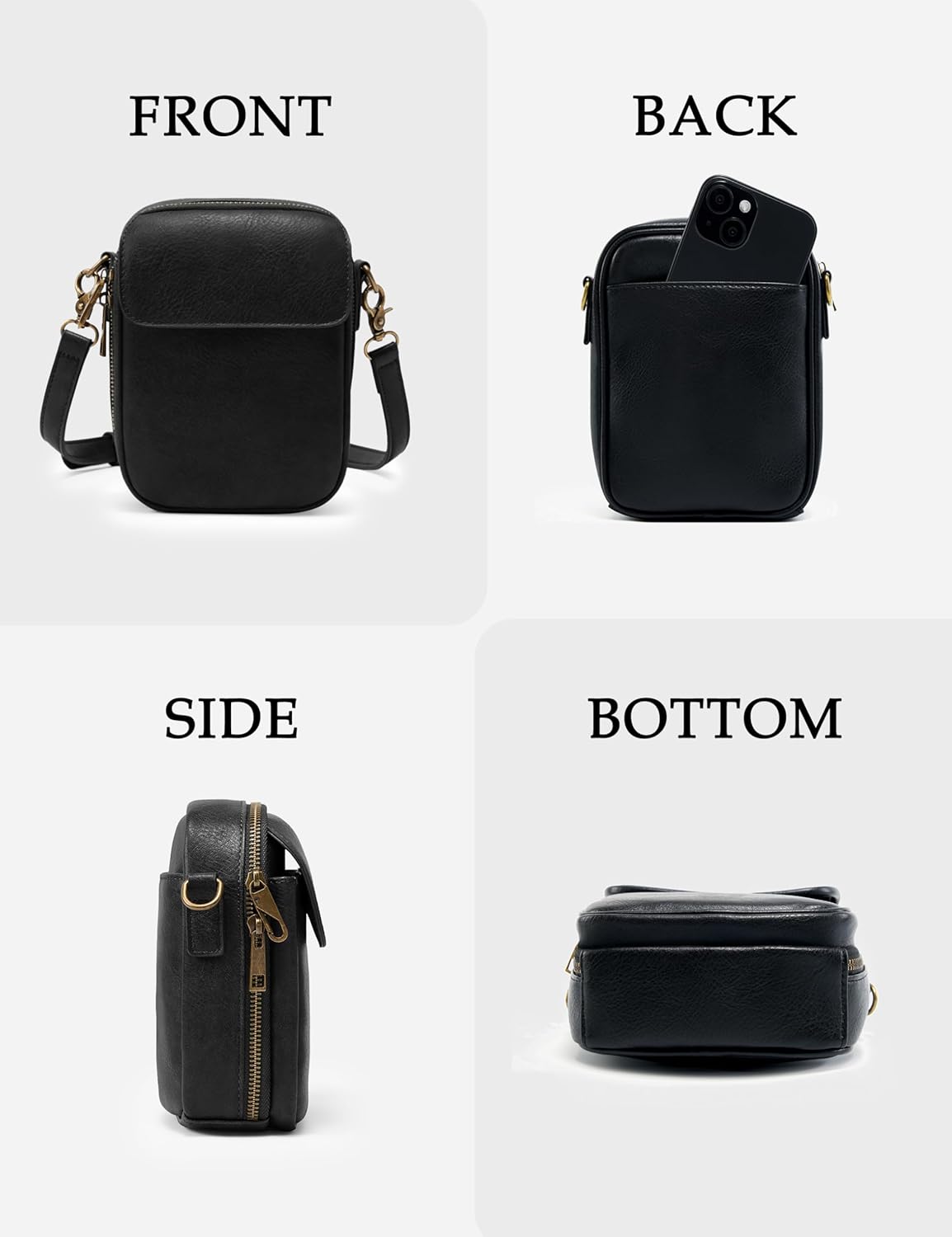 Yarnic Small Crossbody Bag, Vegan Leather Cell Phone Purse for Women, Vintage Wallet Bag with Card Slots - Image 3