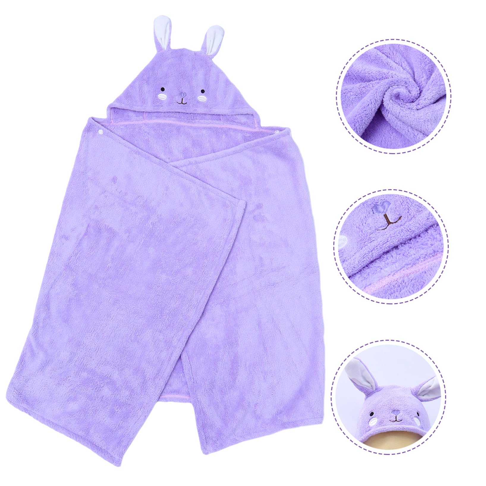 DOITOOL Kinder Badetuch mit Kapuze Violett 70x140cm, Cartoon