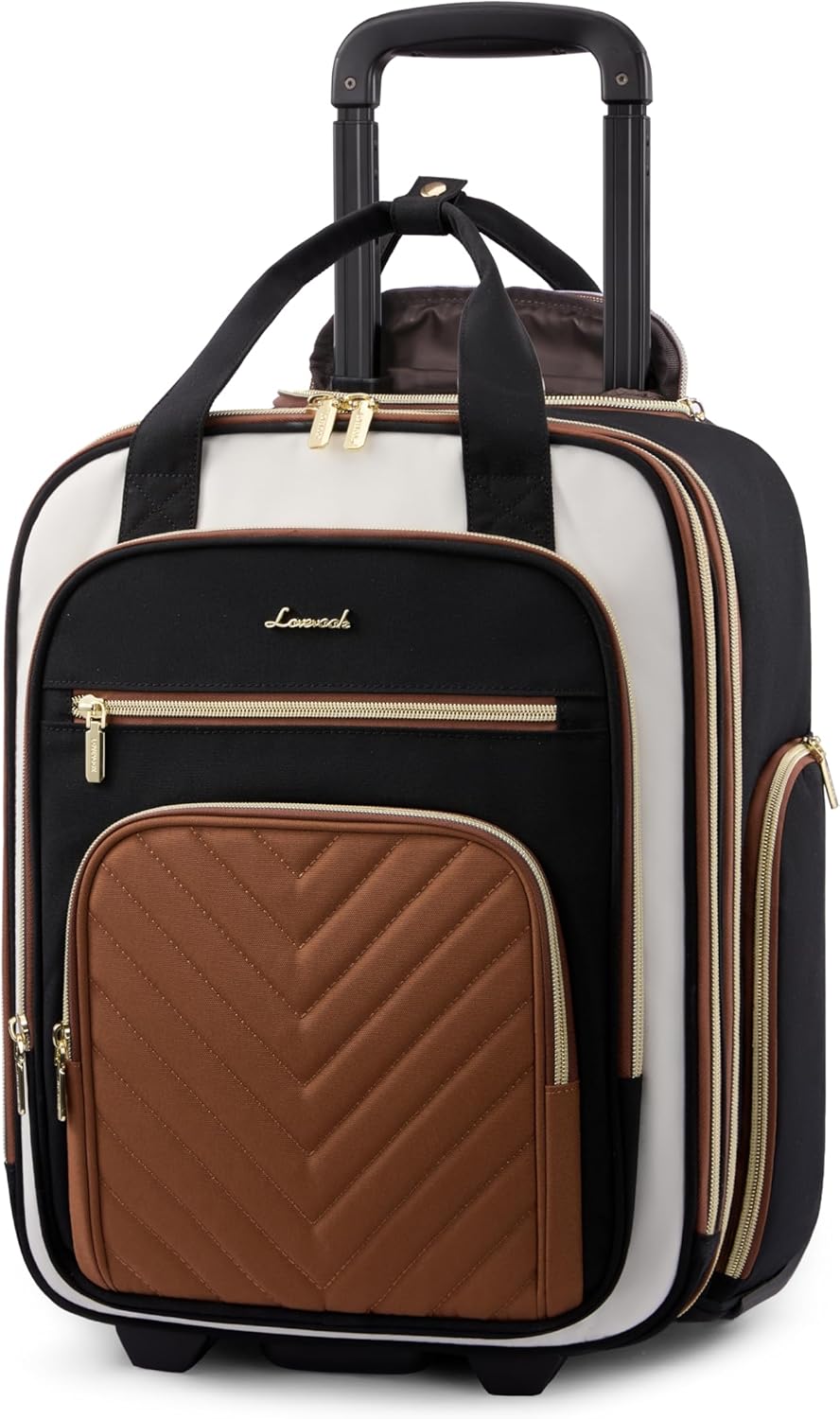 LOVEVOOK Underseat Carry On Luggage with Wheels, Lightweight Stylish Under Seat Luggage, Soft Sided Small Personal Item Suitcase for Travel