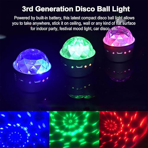 Miniatura 3 de Luz de bola de discoteca inalámbrica funciona con pilas sincronización de música RGB para decoraciones de fiestas automóvil paquete de 2