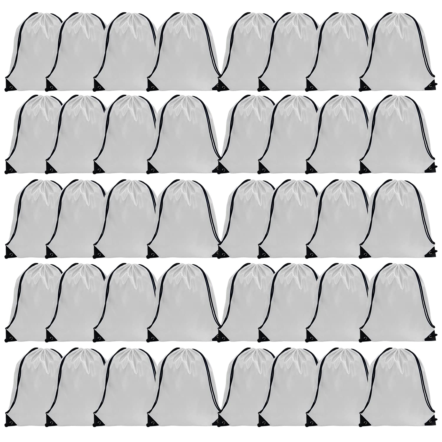 GoodtoU Drawstring Bags Bulk, 40 Pcs Draw String Bags Cinch Bag Drawstring Gym Bag Sackpack Backpack for Women Men, White