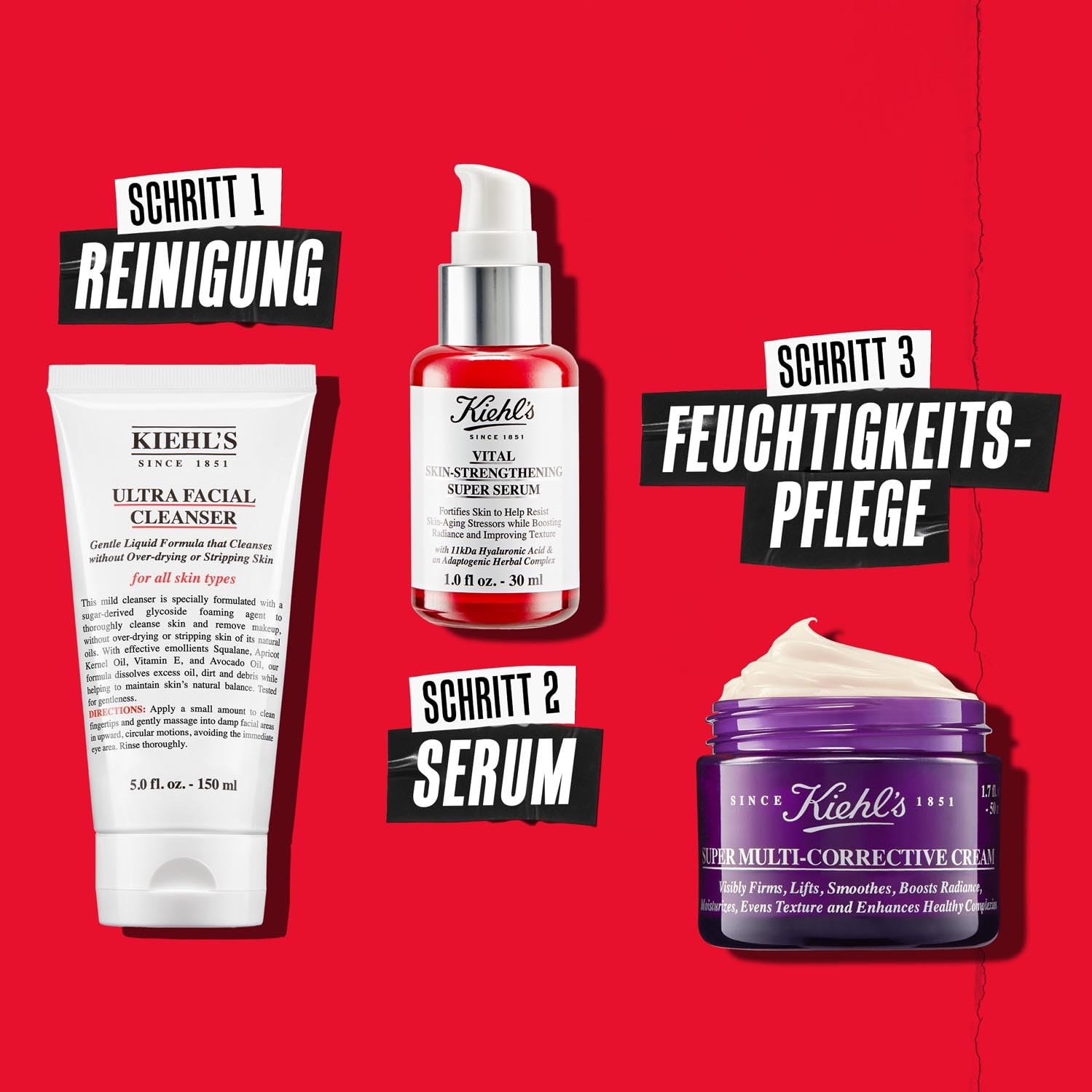 KIEHL'S Vital Skin-Strengthening Super Serum, revitalisierendes Anti-Aging-Serum zur Hautstärkung, Gesichtsserum mit Hyaluronsäure und Kräutern zur täglichen Anwendung gegen Hautalterung