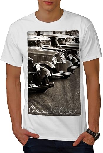 Zivaq Classic Cars Mens T-Shirt, Retro Graphic Printed Tee 7617