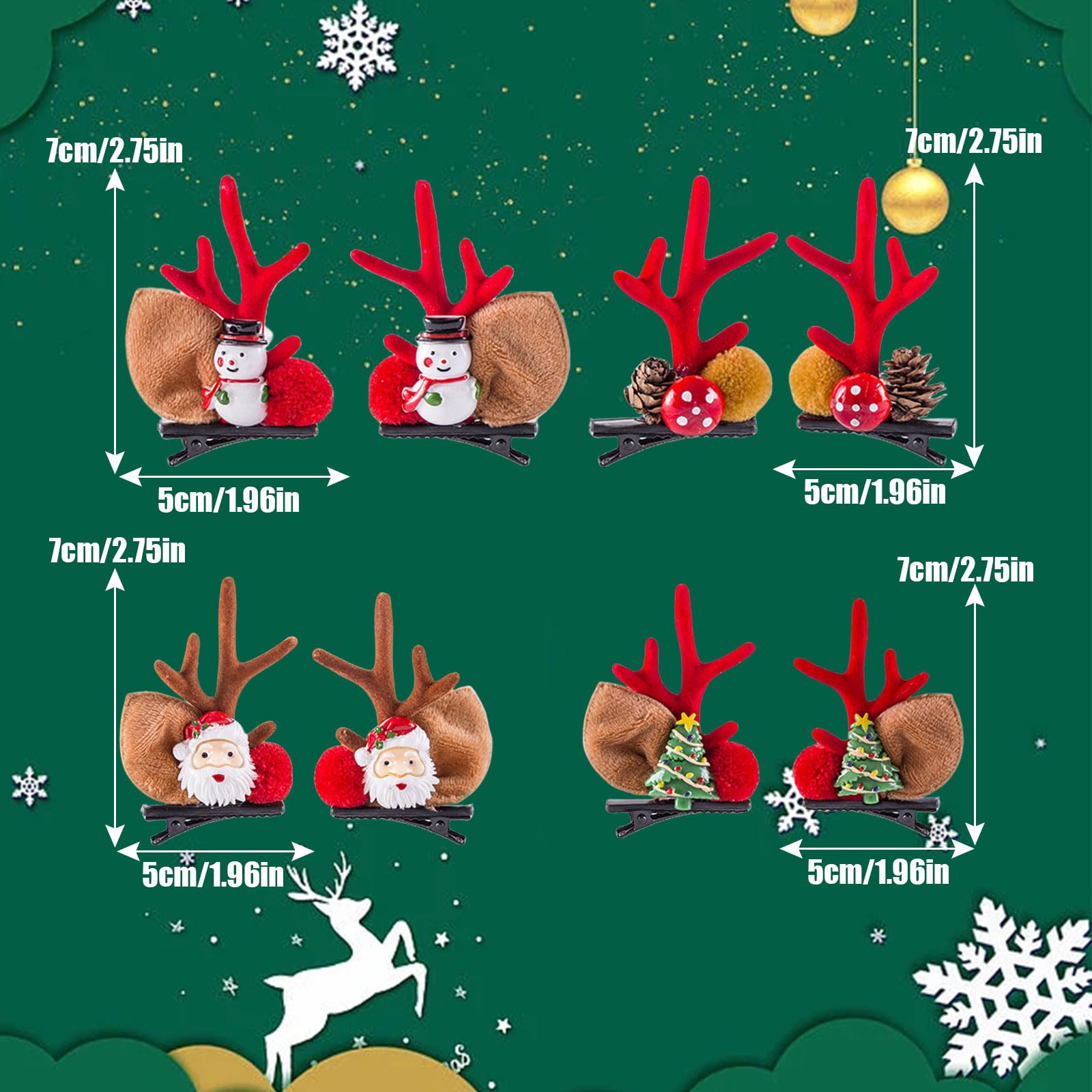 Amazon | クリスマス ヘアクリップ 鹿の角 4ペアセット トナカイの角
